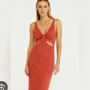 NWT Abercrombie & Fitch Midi Cutout Dress in Rust Red Size XS $79